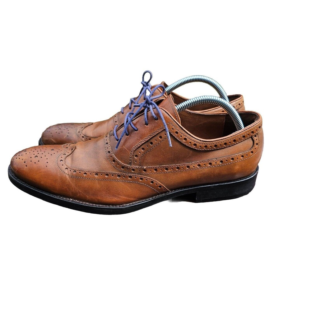 Johnston & Murphy Brown Oxfords with Blue Laces